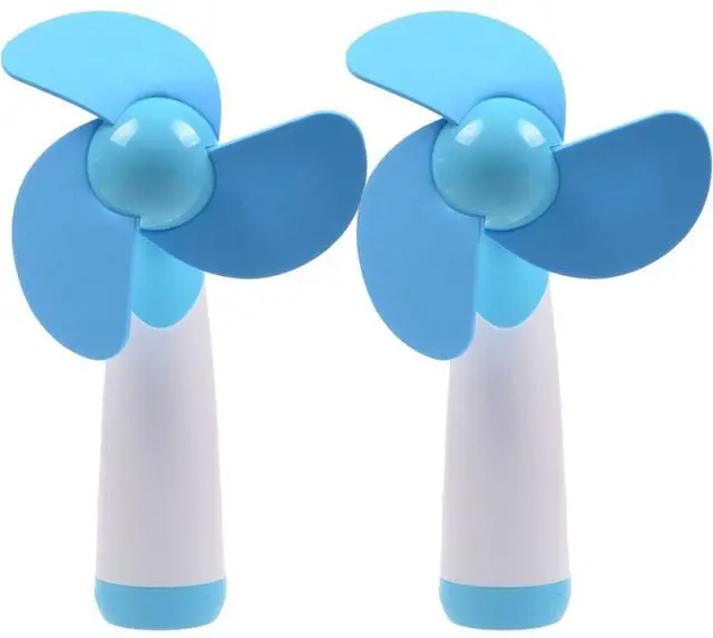 Main image of Mini Handheld Fan Personal Fan Battery Soft Foam Blades Powered for Home and Travel 2PC Blue (2)