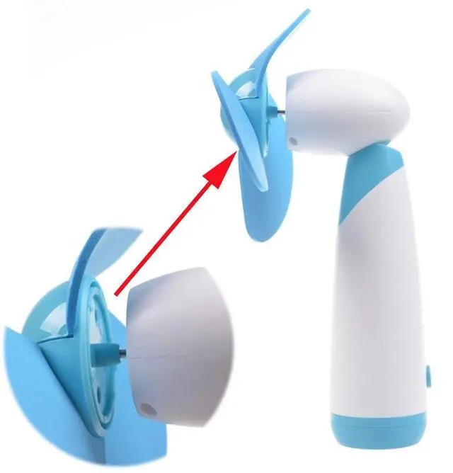 Alt view image 5 of 6 - Mini Handheld Fan Personal Fan Battery Soft Foam Blades Powered for Home and Travel 2PC Blue (2)