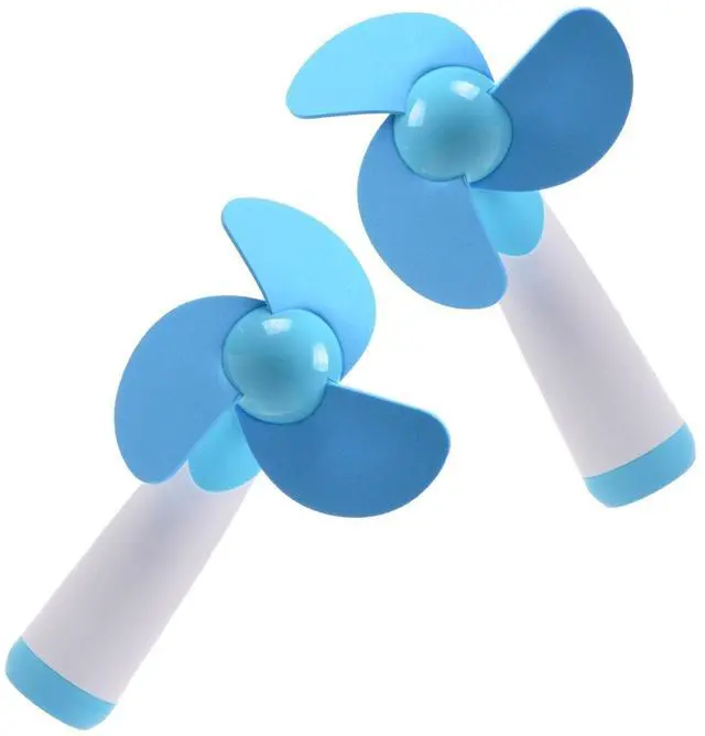 Alt view image 2 of 6 - Mini Handheld Fan Personal Fan Battery Soft Foam Blades Powered for Home and Travel 2PC Blue (2)