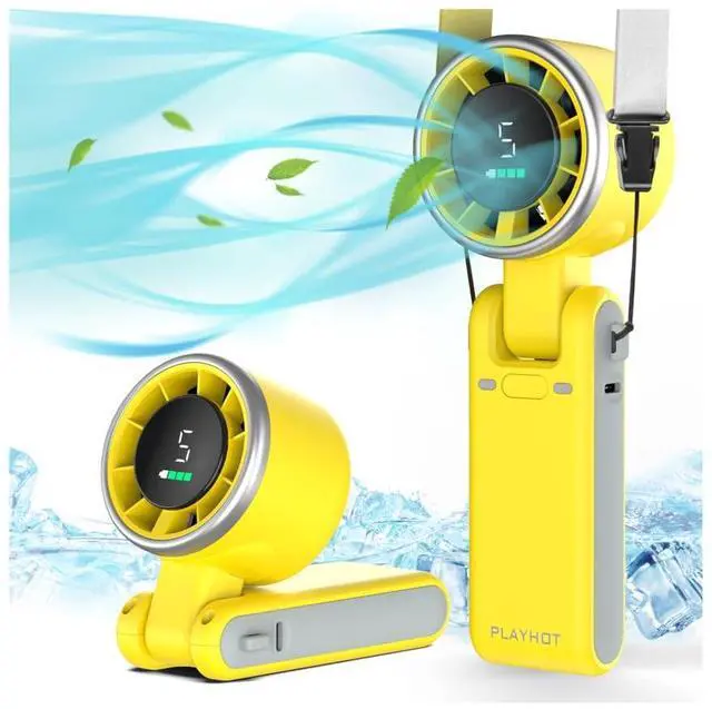 Main image of Portable Handheld Turbo Fan, 5-Speed Personal Fan, USB-C Rechargeable Fan Up to 12 Hours, 3 IN 1 Hand Fan with Air Turbo Tech Cooling, Travel Fan for Cruise, Beach, Gifts for Women (Yellow)