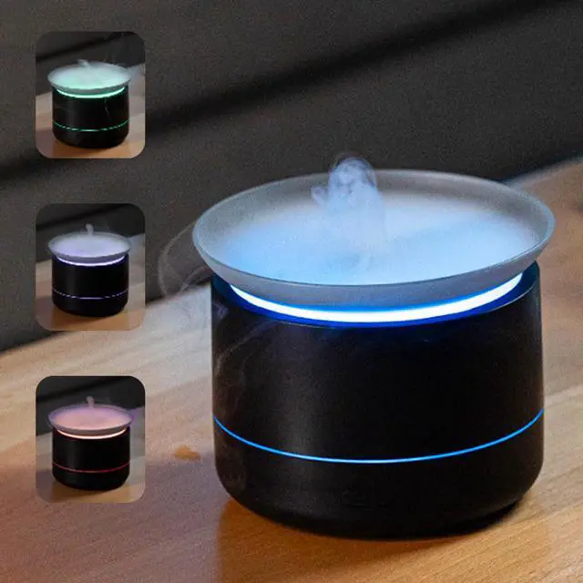 Main image of Bedroom Household Humidifier, USB Personal Desktop Humidifier Filled on The Top, Essential Oil Diffuser with 7 Color Ambient Lights, 2 Spray Modes, Suitable for Home, Office & Plants (Black)