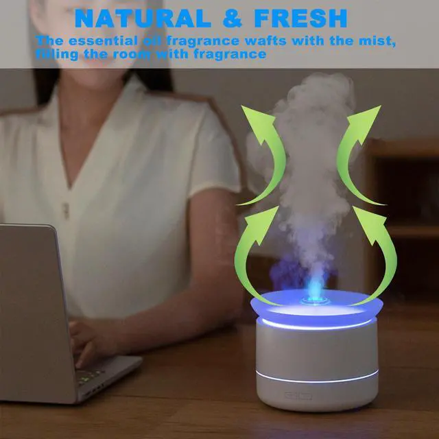 Alt view image 6 of 7 - Bedroom Household Humidifier, USB Personal Desktop Humidifier Filled on The Top, Essential Oil Diffuser with 7 Color Ambient Lights, 2 Spray Modes, Suitable for Home, Office & Plants (Black)