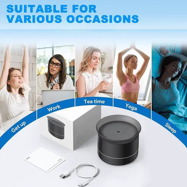 Alt view image 7 of 7 - Bedroom Household Humidifier, USB Personal Desktop Humidifier Filled on The Top, Essential Oil Diffuser with 7 Color Ambient Lights, 2 Spray Modes, Suitable for Home, Office & Plants (Black)