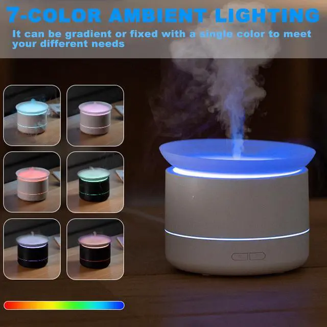 Alt view image 5 of 7 - Bedroom Household Humidifier, USB Personal Desktop Humidifier Filled on The Top, Essential Oil Diffuser with 7 Color Ambient Lights, 2 Spray Modes, Suitable for Home, Office & Plants (Black)