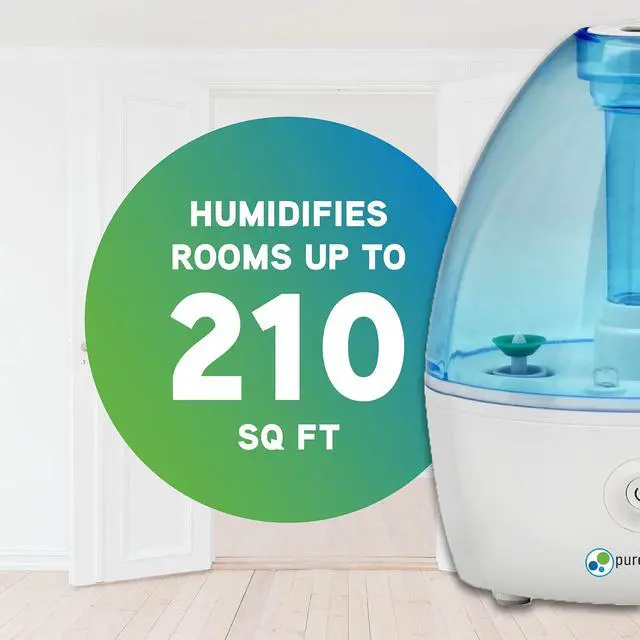 Alt view image 4 of 7 - Pure Guardian H910BL Ultrasonic Cool Mist Humidifier, 14 Hrs. Run Time, 210 Sq. Ft. Coverage, Small Rooms, Quiet, Filter Free