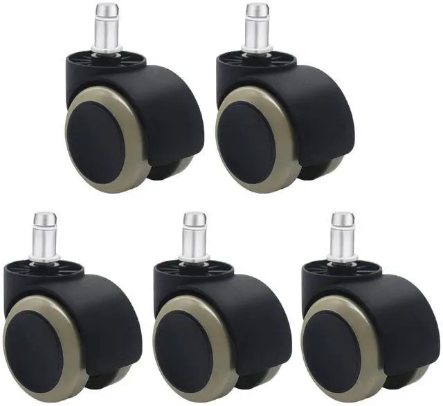 Main image of Office Chair Wheels Replacement Rubber Chair casters(Set of 5) for Hardwood Floors and Carpet- Heavy Duty Caster Support up to 750bls,2 Inch 11mm Universal Standard Size (Black/Gray)