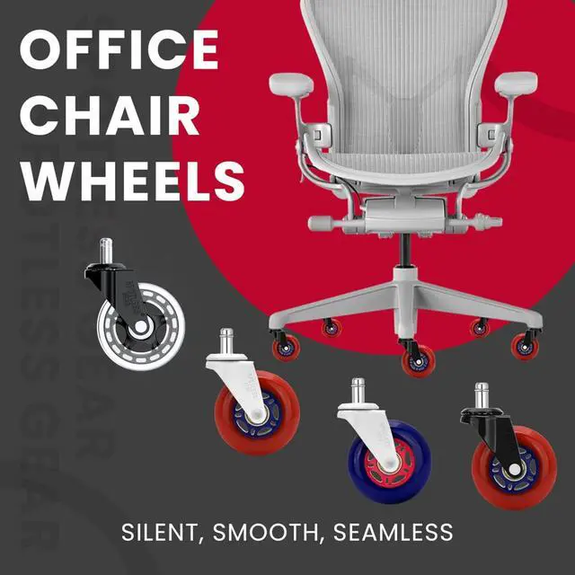 Alt view image 2 of 7 - Roller Blade Office Chair Caster Wheels Gaming Chair 3 inch Replacement Rubber Chair Casters for Hardwood Floors & Carpet - Smooth & Quiet - Desk Chair Casters - Set of 5