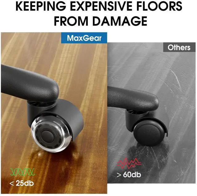 Alt view image 3 of 7 - Office Chair Wheels, 2 Inch Replacement Soft Mute Desk Caster Wheels for Work & Gaming Chair, Heavy Duty and Safe Rolling for All Floors & Hardwood, Universal Fit for 98% of Chairs, Set of 5