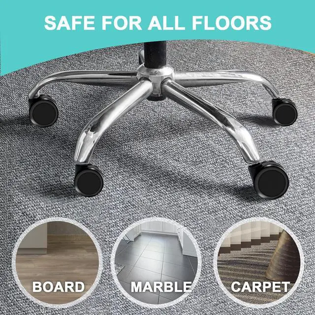 Alt view image 2 of 6 - Replacement Office Chair Wheels, Caster Desk Chair Wheels, Rolling Wheels for Office Chair, Chair Rollers Casters, Chair Casters for Hardwood Floors, 5 Set Chair Casters Safe for All Floors.