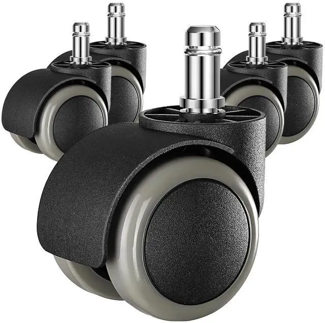 Main image of 2 Inch Rollerblade Wheels for Office Chairs Replacement, 5PCS Mute Heavy Duty Rubber Rotating Computer Desk Chair Caster, Safe for Wood Floors Carpet, Universal Standard Stem Size Fits 99%