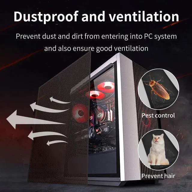 Alt view image 3 of 7 - PC Dust Filter 400x300mm, 2Pack DIY PC Case Dust Mesh Filter PVC Dustproof Filter Cover Cooler Fan Grills with Magnetic Strip for Computer PC Case Speaker(PVC, 400 * 300mm, 2pcs, Black)