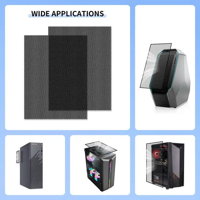 Alt view image 7 of 7 - PC Dust Filter 400x300mm, 2Pack DIY PC Case Dust Mesh Filter PVC Dustproof Filter Cover Cooler Fan Grills with Magnetic Strip for Computer PC Case Speaker(PVC, 400 * 300mm, 2pcs, Black)