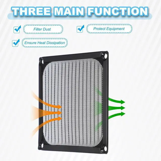 Alt view image 3 of 6 - 120mm Fan Filter Grill, 2Pcs Ultra Fine Aluminum Mesh Ventilation Dustproof PC Cooling Fan Grill Covers with Screwdriver and Screws for Desktop Computer Case AC, Black