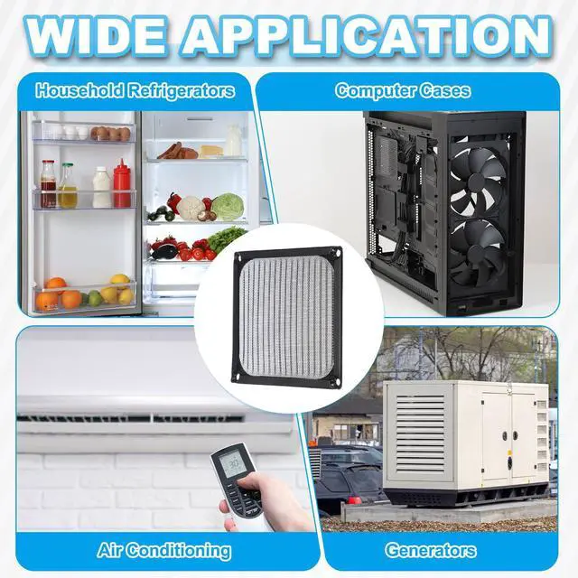 Alt view image 6 of 6 - 120mm Fan Filter Grill, 2Pcs Ultra Fine Aluminum Mesh Ventilation Dustproof PC Cooling Fan Grill Covers with Screwdriver and Screws for Desktop Computer Case AC, Black