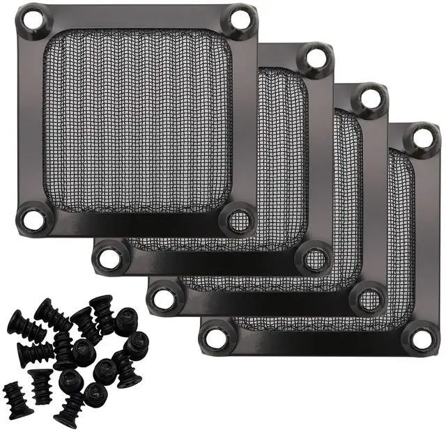 Main image of 60mm Computer Case Fan Filter Grills with Screws, Aluminum Frame Ultra Fine Stainelss Steel Mesh, Black Color - 4 Pack