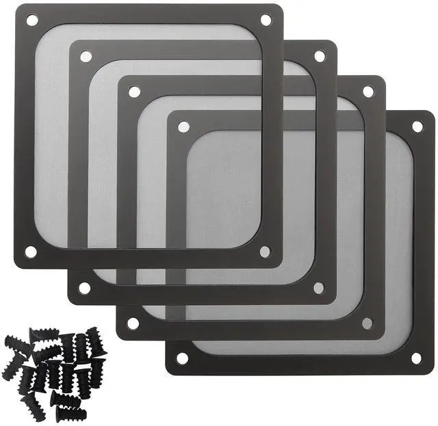 Main image of 90mm 92mm PC Computer Case Fan Dust Filter Grills with Magnet and Screws, Ultra Fine Nylon Mesh, Black Color - 4 Pack