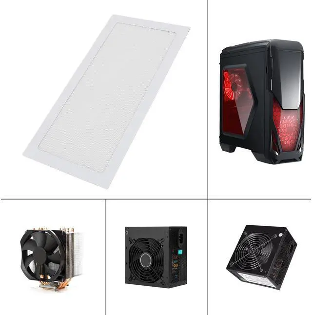 Alt view image 2 of 7 - 140x280mm PC Case Dust Mesh Filter, 2Pack PVC Mesh Filter Cover Magnet Suction Mounting Computer Case Fan Dust Filter for Power Supply Fan Vent (White)