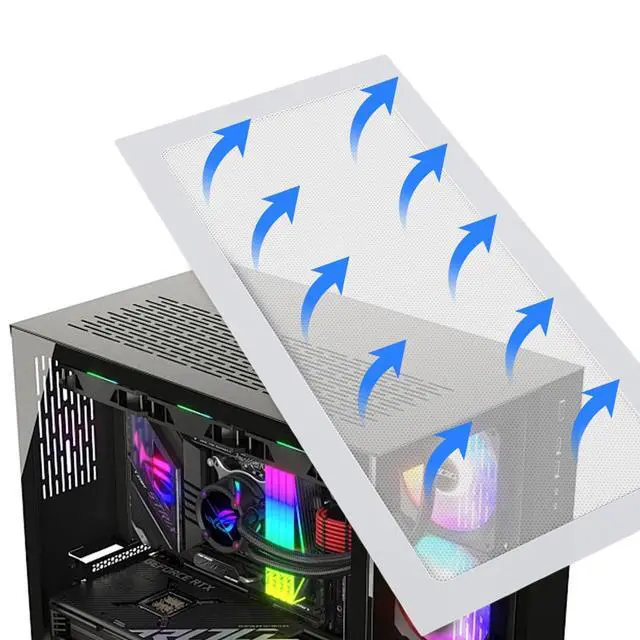 Alt view image 3 of 7 - 140x280mm PC Case Dust Mesh Filter, 2Pack PVC Mesh Filter Cover Magnet Suction Mounting Computer Case Fan Dust Filter for Power Supply Fan Vent (White)