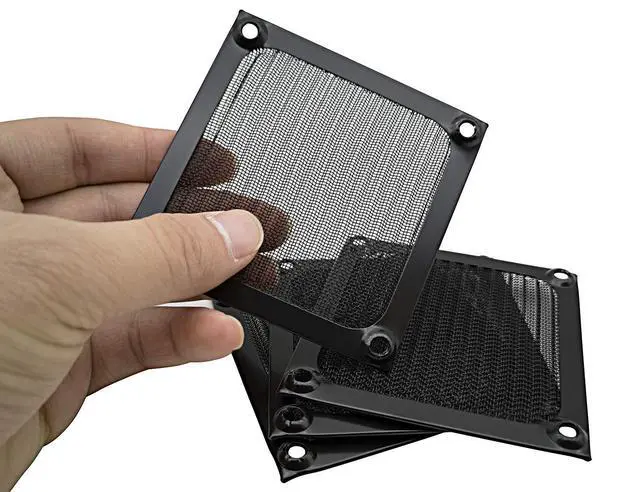 Alt view image 4 of 7 - 80mm Computer Fan Filter Grills with Screws, Aluminum Frame Ultra Fine Stainelss Steel Mesh - 4 Pack (Black)