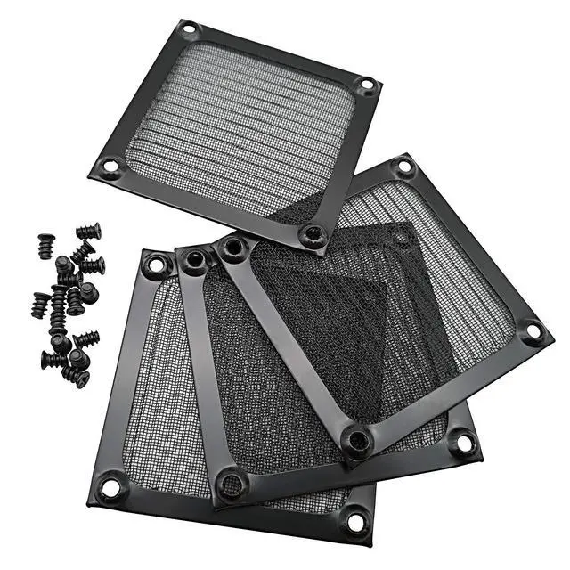 Alt view image 5 of 7 - 80mm Computer Fan Filter Grills with Screws, Aluminum Frame Ultra Fine Stainelss Steel Mesh - 4 Pack (Black)