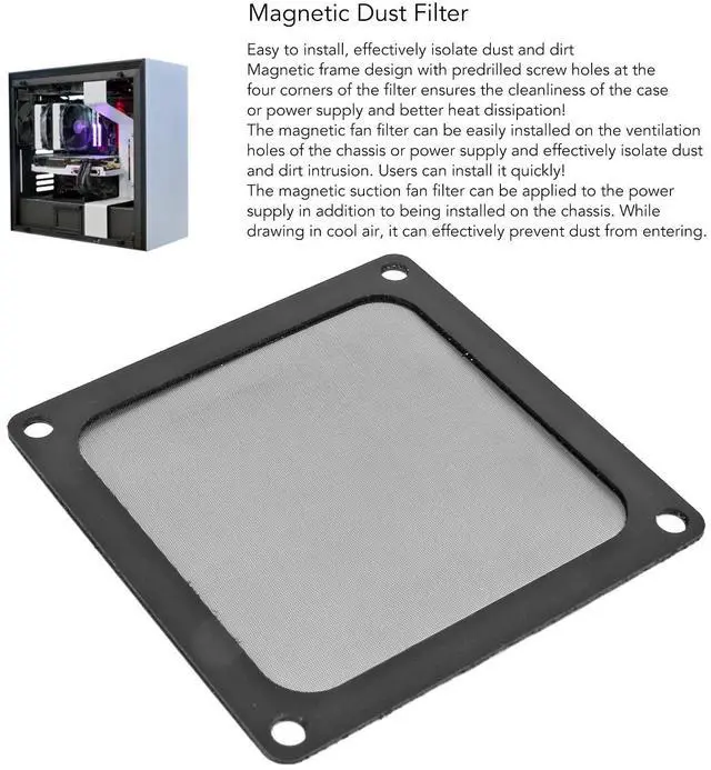 Alt view image 2 of 7 - 80mm x 80mm Computer Case Fan Dust Filter, PC Cooler Fan Dust Filter Cover Grills with Magnetic Frame, (5 Pcs)