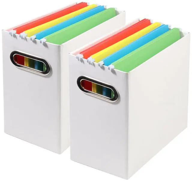 Main image of Collapsible File Organizer Box with Handle,12.20x5.11x9.84Inches, Filing Organizer for Home or Office, Small Portable File Box(2 Packs, White)