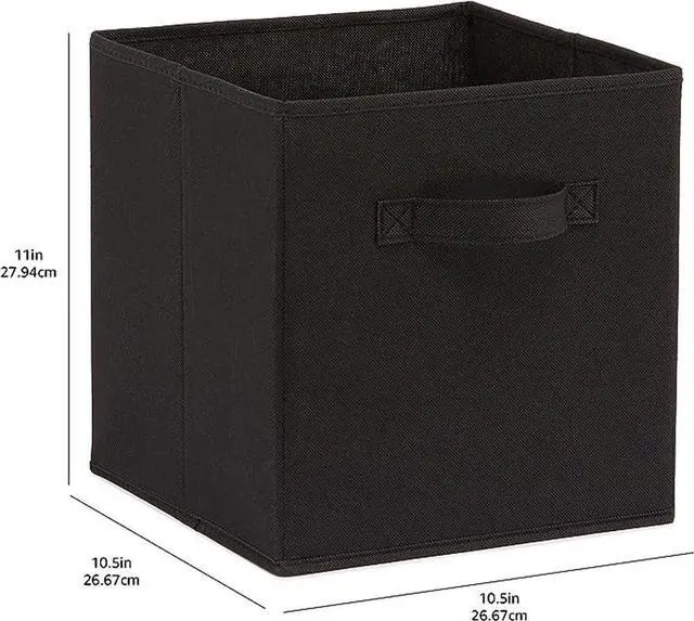 Alt view image 4 of 4 - Collapsible Fabric Storage Bins Organizer with Handles, Sturdy, Foldable, 10.5" x 10.5" x 11", Black, 6-Pack