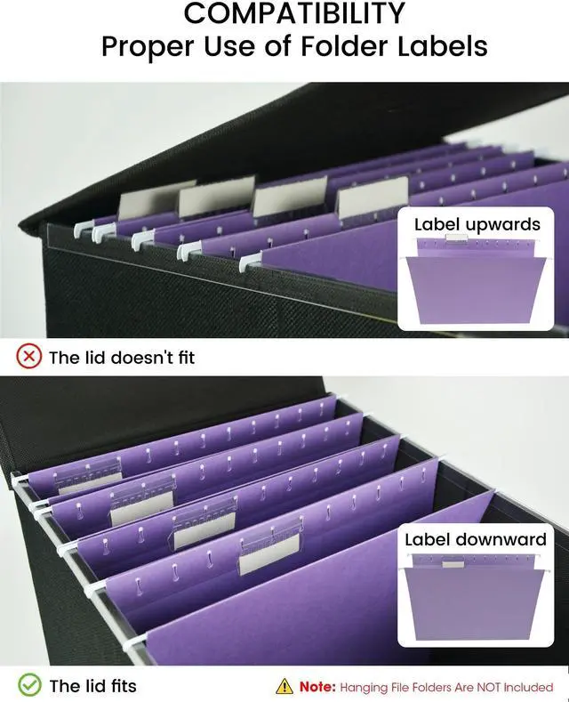Alt view image 5 of 7 - Qerlei File Organizer Boxes with Lids,Collapsible File Folder Organizer with Plastic Slide,Collapsible Filing & Storage Boxes for Office/Decor/Home (Green, 1 Pack)