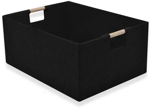 Main image of Storage Bins & Fabric Storage Basket for Shelves - Decorative Baskets Storage Box Cubes Containers W/Handles for Closet Shelf Nursery Toy, Home, Office, Books,Bathroom (Black)