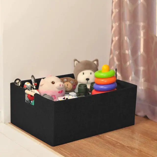 Alt view image 2 of 7 - Storage Bins & Fabric Storage Basket for Shelves - Decorative Baskets Storage Box Cubes Containers W/Handles for Closet Shelf Nursery Toy, Home, Office, Books,Bathroom (Black)