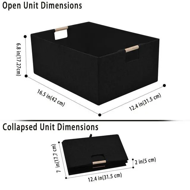 Alt view image 7 of 7 - Storage Bins & Fabric Storage Basket for Shelves - Decorative Baskets Storage Box Cubes Containers W/Handles for Closet Shelf Nursery Toy, Home, Office, Books,Bathroom (Black)