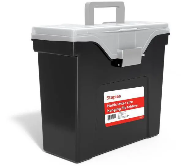 Main image of File Box - Portable Storage Organizer, Letter Size, Black with Lift-Off Lid & Easy-Grip Handle