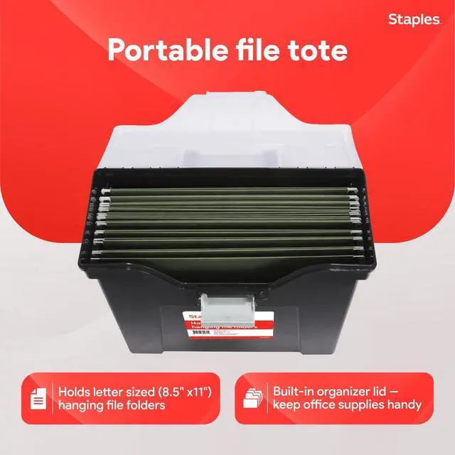 Alt view image 2 of 7 - File Box - Portable Storage Organizer, Letter Size, Black with Lift-Off Lid & Easy-Grip Handle