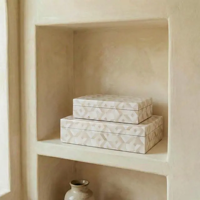 Alt view image 5 of 7 - Decorative Storage Boxes with Lids - Set of 2 Organizer Bins for Bookshelf