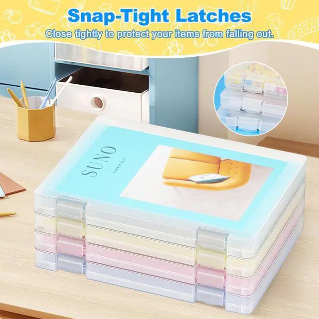 Alt view image 3 of 7 - 1 Pack A4 File Box Paper Organizers Holder, Transparent Document Paper Project Case, Plastic Paper Storage Container Box File Protector for Magazine, Scrapbook, Office School Supplies