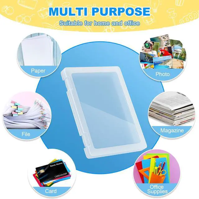 Alt view image 7 of 7 - 1 Pack A4 File Box Paper Organizers Holder, Transparent Document Paper Project Case, Plastic Paper Storage Container Box File Protector for Magazine, Scrapbook, Office School Supplies