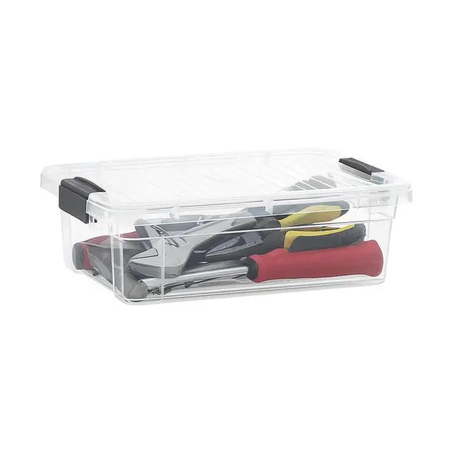 Main image of Clear Plastic Storage Bins with Lid, 4.5 Quart Box, Organizing Containers, Stackable Plastic Tote for Home, Garage, Dorm, School, and Office