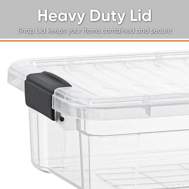 Alt view image 3 of 7 - Clear Plastic Storage Bins with Lid, 4.5 Quart Box, Organizing Containers, Stackable Plastic Tote for Home, Garage, Dorm, School, and Office