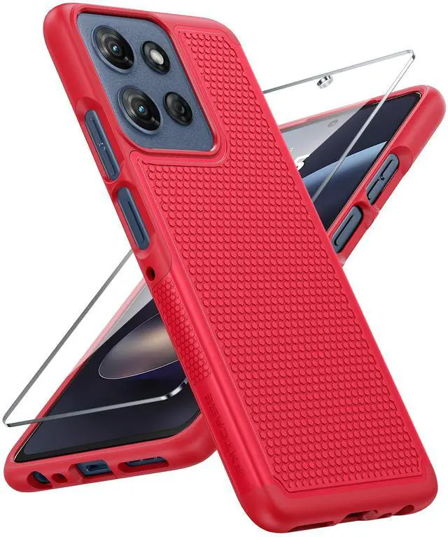 Main image of for Moto G 2026/2025 Case: Moto G Play 2026/Moto G Power 2025 Case Dual Layer Military Protective Heavy Duty Cell Phone Cover with Screen Protector Shockproof Rugged Non Slip Textured (Red)