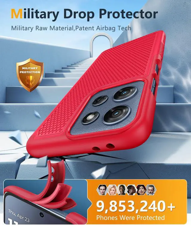 Alt view image 4 of 7 - for Moto G 2026/2025 Case: Moto G Play 2026/Moto G Power 2025 Case Dual Layer Military Protective Heavy Duty Cell Phone Cover with Screen Protector Shockproof Rugged Non Slip Textured (Red)