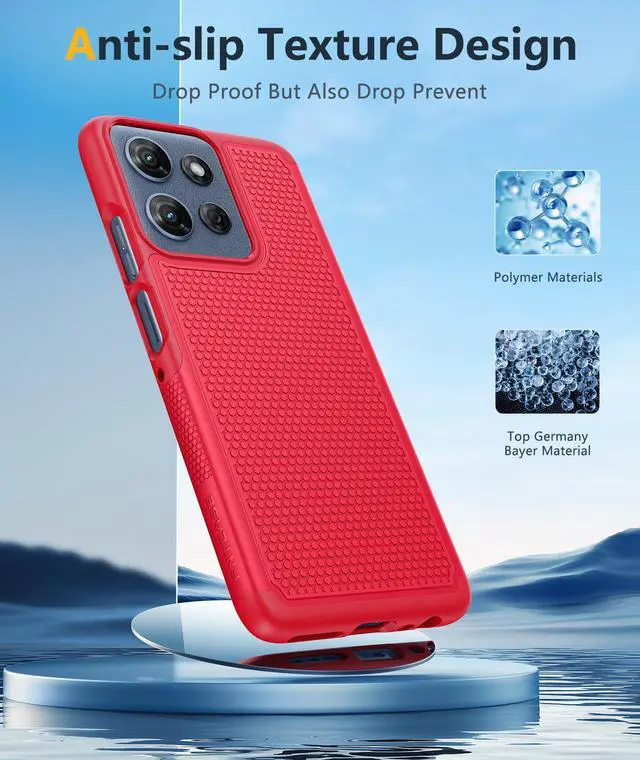 Alt view image 5 of 7 - for Moto G 2026/2025 Case: Moto G Play 2026/Moto G Power 2025 Case Dual Layer Military Protective Heavy Duty Cell Phone Cover with Screen Protector Shockproof Rugged Non Slip Textured (Red)