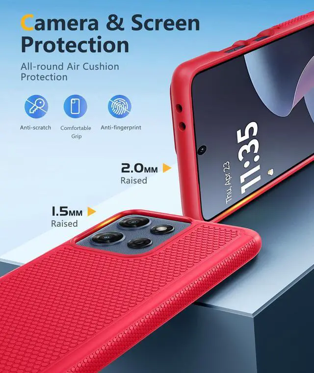 Alt view image 6 of 7 - for Moto G 2026/2025 Case: Moto G Play 2026/Moto G Power 2025 Case Dual Layer Military Protective Heavy Duty Cell Phone Cover with Screen Protector Shockproof Rugged Non Slip Textured (Red)