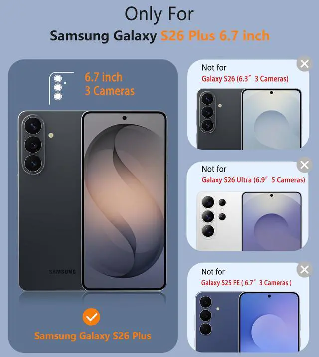Alt view image 2 of 7 - for Samsung Galaxy S26 Plus Case: Military Grade Drop Protection, 14ft Drop Tested, Screen Protector Included, Anti-Slip Anti-Fingerprint Dual Layer Shockproof Phone Case Cover(Black)
