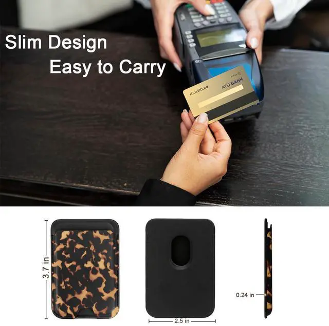 Alt view image 7 of 7 - Upgraded Magnetic Cell Phone Wallet Card Holder-Compatible with MagSafe for iPhone 17/16/ 15/14/13/12 Series, Leather Magsafe Wallet for Back of Phone (Tortoise Shell)