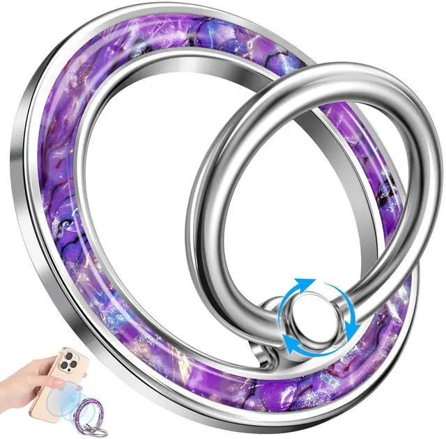 Main image of Phone Ring Holder Compatible with MagSafe - Magnetic Cell Phone Grip Magnet Removable Finger Ring Grip Stand Cute Girly Unique Kawaii Shell Design for iPhone 17 Pro Max 16 15 14 13 12 Series