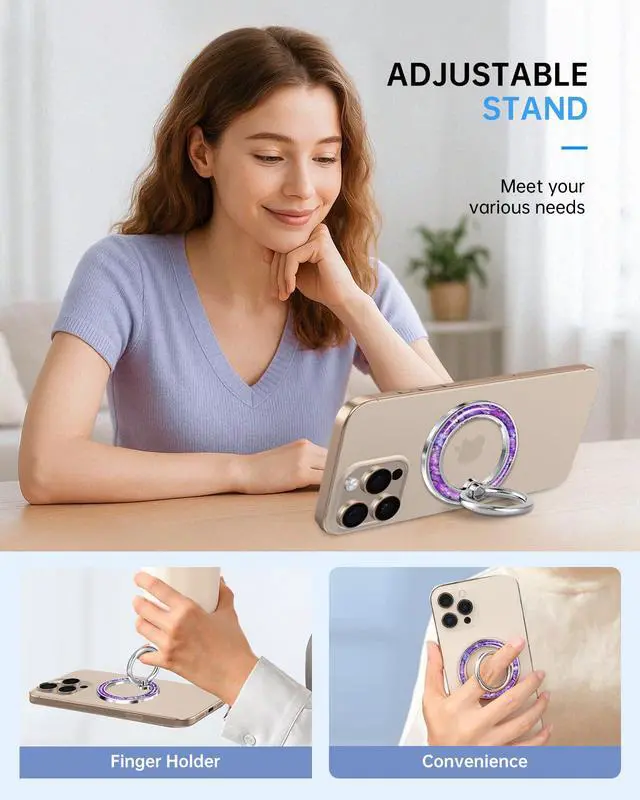 Alt view image 4 of 6 - Phone Ring Holder Compatible with MagSafe - Magnetic Cell Phone Grip Magnet Removable Finger Ring Grip Stand Cute Girly Unique Kawaii Shell Design for iPhone 17 Pro Max 16 15 14 13 12 Series