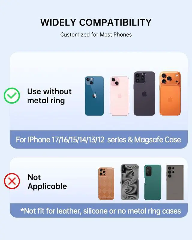 Alt view image 5 of 6 - Phone Ring Holder Compatible with MagSafe - Magnetic Cell Phone Grip Magnet Removable Finger Ring Grip Stand Cute Girly Unique Kawaii Shell Design for iPhone 17 Pro Max 16 15 14 13 12 Series