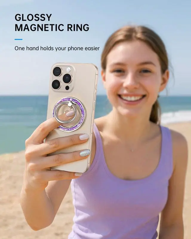 Alt view image 6 of 6 - Phone Ring Holder Compatible with MagSafe - Magnetic Cell Phone Grip Magnet Removable Finger Ring Grip Stand Cute Girly Unique Kawaii Shell Design for iPhone 17 Pro Max 16 15 14 13 12 Series