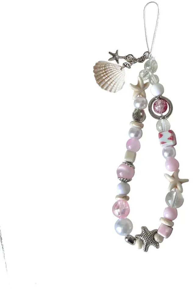 Main image of Cute Shell Cell Phone Lanyard Strap Charms - Handmade Starfish Phone Charms for Women (Pink)