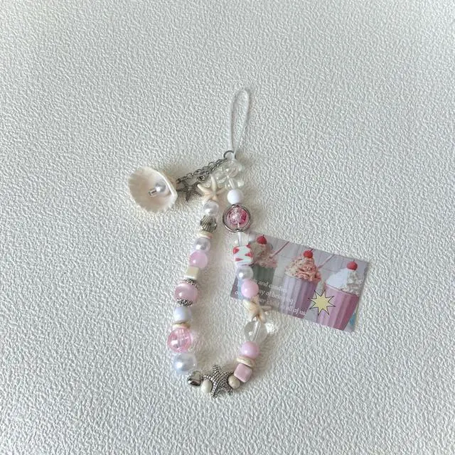 Alt view image 3 of 6 - Cute Shell Cell Phone Lanyard Strap Charms - Handmade Starfish Phone Charms for Women (Pink)